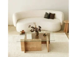 Best Dmora Mesa de sala de estarOu Dfontola, Mesa de café, Porta-revistas para sofá, Prateleira para sala de estar, 105x65h40 cm, Carvalho Castanho