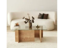 Best Dmora Mesa de sala de estarOu Dfontola, Mesa de café, Porta-revistas para sofá, Prateleira para sala de estar, 105x65h40 cm, Carvalho Castanho