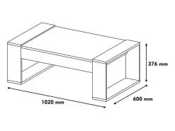 Online Dmora Mesa de salOito Dmilanes, Mesa de café, Porta-revistas para sofá, Prateleira de sala, 102x60h38 cm, Nogueira e Branco Castanho