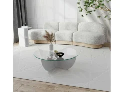 Dmora Mesa de salOtto Dpere, Mesa baixa de café, Suporte para sofá, Prateleira para sala de estar, 90x90h30 cm,^ Mesa De Centro