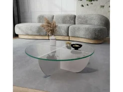 Dmora Mesa de salOtto Dpere, Mesa baixa de café, Suporte para sofá, Prateleira para sala de estar, 90x90h30 cm,^ Mesa De Centro