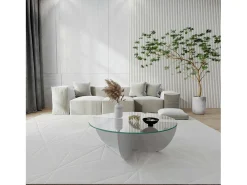 Dmora Mesa de salOtto Dpere, Mesa baixa de café, Suporte para sofá, Prateleira para sala de estar, 90x90h30 cm,^ Mesa De Centro