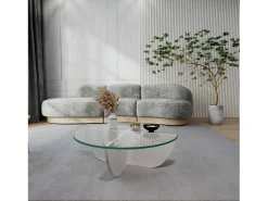 Dmora Mesa de salOtto Dpere, Mesa baixa de café, Suporte para sofá, Prateleira para sala de estar, 90x90h30 cm,^ Mesa De Centro