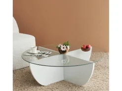 Dmora Mesa de salOtto Dpere, Mesa baixa de café, Suporte para sofá, Prateleira para sala de estar, 90x90h30 cm,^ Mesa De Centro