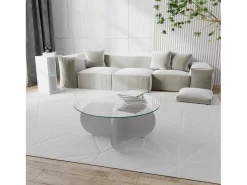 Best Dmora Mesa de salTto Dalcibiad, Mesa baixa para café, Porta-revistas para sofá, Prateleira para sala de estar, 75x75h35 cm, Branco