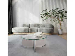 Best Dmora Mesa de salTto Dalcibiad, Mesa baixa para café, Porta-revistas para sofá, Prateleira para sala de estar, 75x75h35 cm, Branco