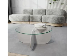 Best Dmora Mesa de salTto Dalcibiad, Mesa baixa para café, Porta-revistas para sofá, Prateleira para sala de estar, 75x75h35 cm, Branco