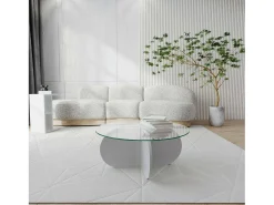 Best Dmora Mesa de salTto Dalcibiad, Mesa baixa para café, Porta-revistas para sofá, Prateleira para sala de estar, 75x75h35 cm, Branco