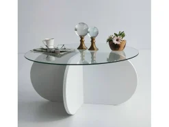 Best Dmora Mesa de salTto Dalcibiad, Mesa baixa para café, Porta-revistas para sofá, Prateleira para sala de estar, 75x75h35 cm, Branco