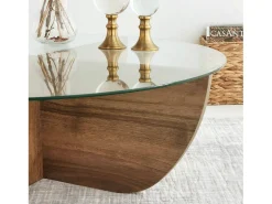 Mesa De Centro|Dmora Mesa de salTto Dpere, Mesa de café, Porta-revistas para sofá, Prateleira para sala de estar, 90x90h30 cm, Noz Castanho