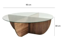 Mesa De Centro|Dmora Mesa de salTto Dpere, Mesa de café, Porta-revistas para sofá, Prateleira para sala de estar, 90x90h30 cm, Noz Castanho