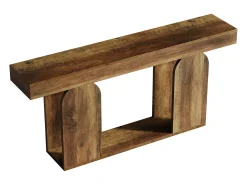 Tribesigns Mesa de Sofá Extra-Longa de 160 Cm, Mesas de Consola no Estilo Rural, 2 Andares^ Consola