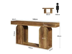 Tribesigns Mesa de Sofá Extra-Longa de 160 Cm, Mesas de Consola no Estilo Rural, 2 Andares^ Consola