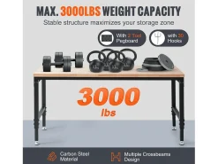 Consola| Mesa de Trabalho Ajustável SucceBuy, com Soquete, Carga Máxima de 1361 kg Natural claro