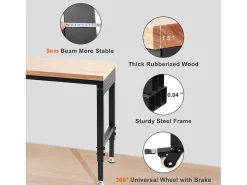 Consola| Mesa de Trabalho Ajustável SucceBuy, com Soquete, Carga Máxima de 1361 kg Natural claro