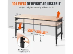Consola| Mesa de Trabalho Ajustável SucceBuy, com Soquete, Carga Máxima de 1361 kg Natural claro