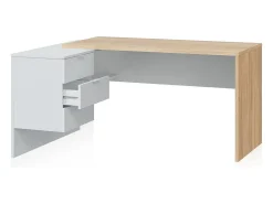 Consola|duehome Mesa de trabalho Blanco Artik (Blanco Mate) - Roble Canadian Natural claro