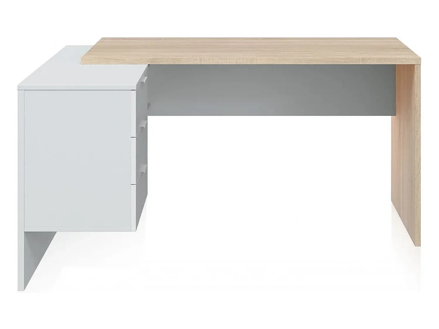 Consola|duehome Mesa de trabalho Blanco Artik (Blanco Mate) - Roble Canadian Natural claro