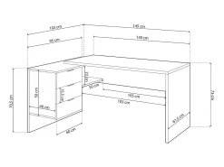 Consola|duehome Mesa de trabalho Blanco Artik (Blanco Mate) - Roble Canadian Natural claro