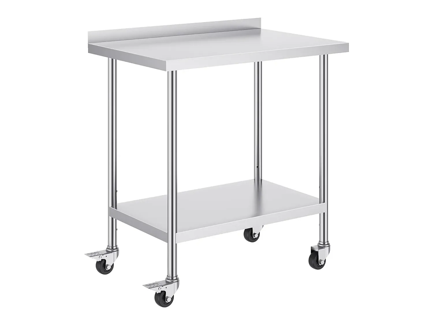Móvel De Arrumação| Mesa de Trabalho Comercial em Aço Inoxidável SucceBuy, 91,4 x 61 x 100,6 cm, com Rodízios Prateado