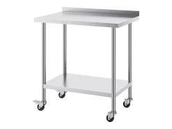 Móvel De Arrumação| Mesa de Trabalho Comercial em Aço Inoxidável SucceBuy, 91,4 x 61 x 100,6 cm, com Rodízios Prateado