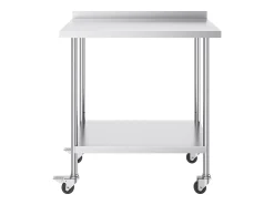 Móvel De Arrumação| Mesa de Trabalho Comercial em Aço Inoxidável SucceBuy, 91,4 x 61 x 100,6 cm, com Rodízios Prateado