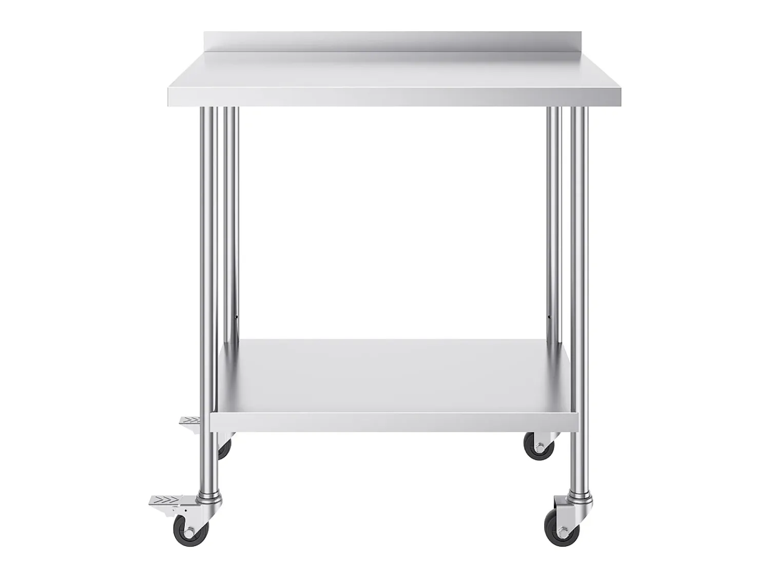 Móvel De Arrumação| Mesa de Trabalho Comercial em Aço Inoxidável SucceBuy, 91,4 x 61 x 100,6 cm, com Rodízios Prateado