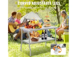 Móvel De Arrumação| Mesa de Trabalho Cozinha SucceBuy, 122 x 76,2 cm, Mesa de Preparação Comercial Plegável, para Cozinha em Casa, Restaurante, Garagem Prateado