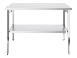 Móvel De Arrumação| Mesa de Trabalho Cozinha SucceBuy, 122 x 76,2 cm, Mesa de Preparação Comercial Plegável, para Cozinha em Casa, Restaurante, Garagem Prateado