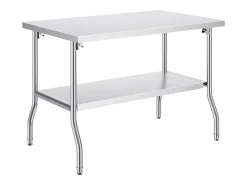 Móvel De Arrumação| Mesa de Trabalho Cozinha SucceBuy, 122 x 76,2 cm, Mesa de Preparação Comercial Plegável, para Cozinha em Casa, Restaurante, Garagem Prateado
