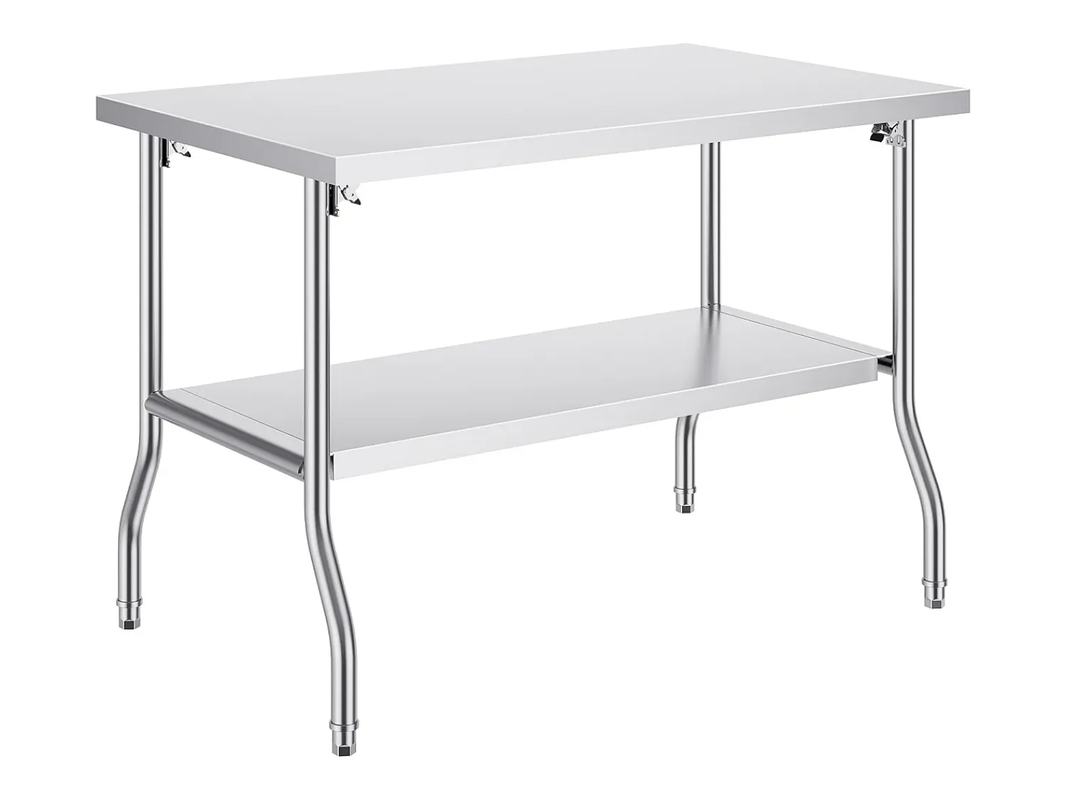 Móvel De Arrumação| Mesa de Trabalho Cozinha SucceBuy, 122 x 76,2 cm, Mesa de Preparação Comercial Plegável, para Cozinha em Casa, Restaurante, Garagem Prateado
