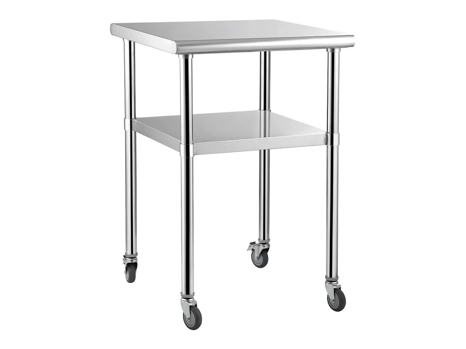 Mesa de Trabalho de Aço Inox SucceBuy, 61 x 61 x 85 cm, Mesa de Preparação de Alimentos Comercial com Rodas^ Móvel De Arrumação