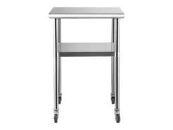 Mesa de Trabalho de Aço Inox SucceBuy, 61 x 61 x 85 cm, Mesa de Preparação de Alimentos Comercial com Rodas^ Móvel De Arrumação