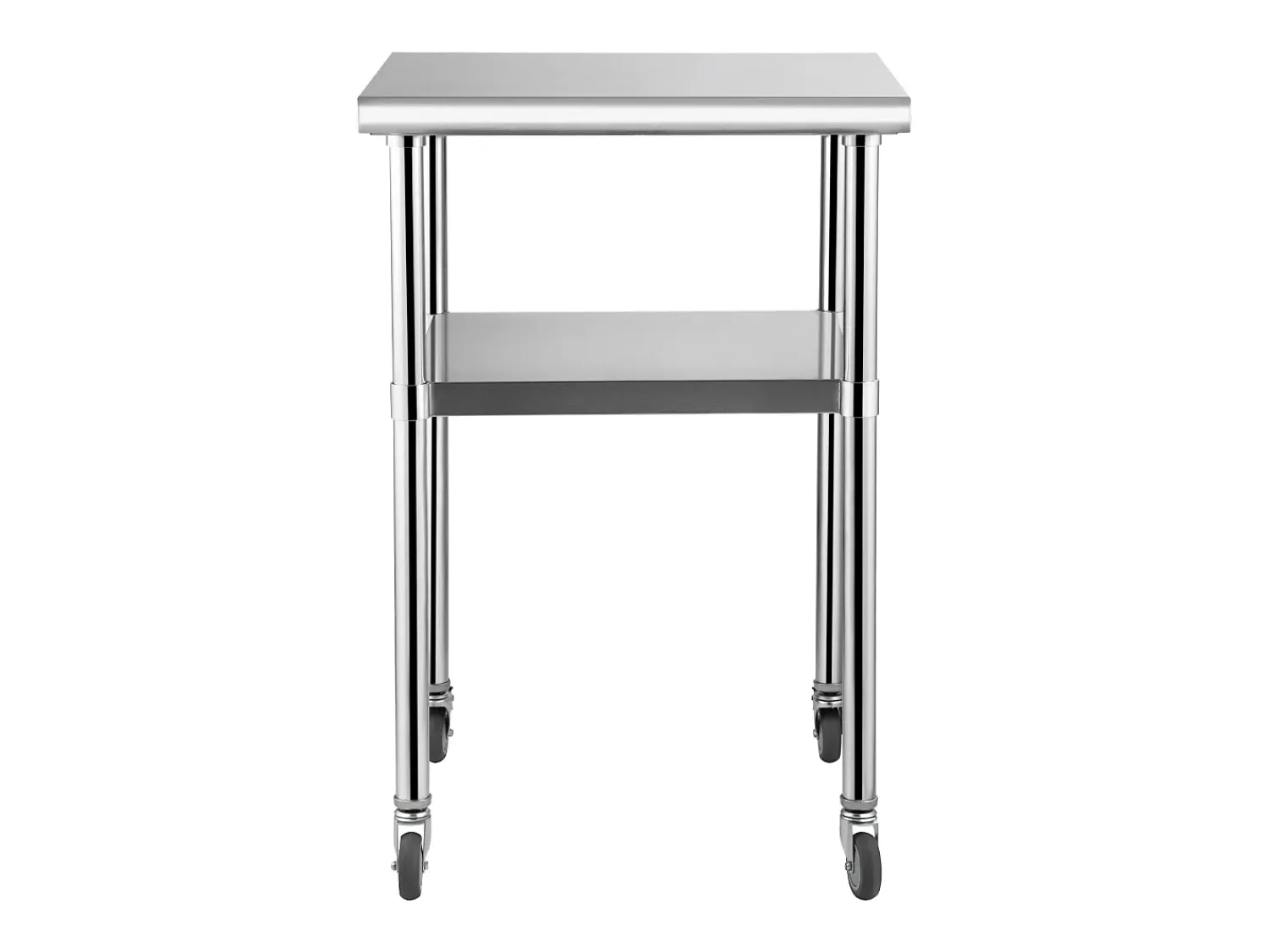 Mesa de Trabalho de Aço Inox SucceBuy, 61 x 61 x 85 cm, Mesa de Preparação de Alimentos Comercial com Rodas^ Móvel De Arrumação