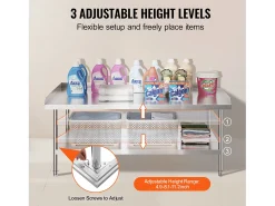 Móvel De Arrumação| Mesa de Trabalho de Cozinha SucceBuy 76x152 cm para Preparação Comercial de Alimentos para Restaurante Prateado