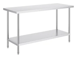 Mesa de Trabalho de Cozinha SucceBuy 61 x 152 x 86 cm, Posto de Trabalho Alimentar Comercial^ Móvel De Arrumação