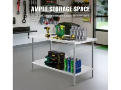 Mesa de Trabalho de Cozinha SucceBuy 76.2x152.4x86.36 cm, Posto de Trabalho Alimentar Comercial^ Móvel De Arrumação