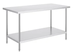 Mesa de Trabalho de Cozinha SucceBuy 76.2x152.4x86.36 cm, Posto de Trabalho Alimentar Comercial^ Móvel De Arrumação