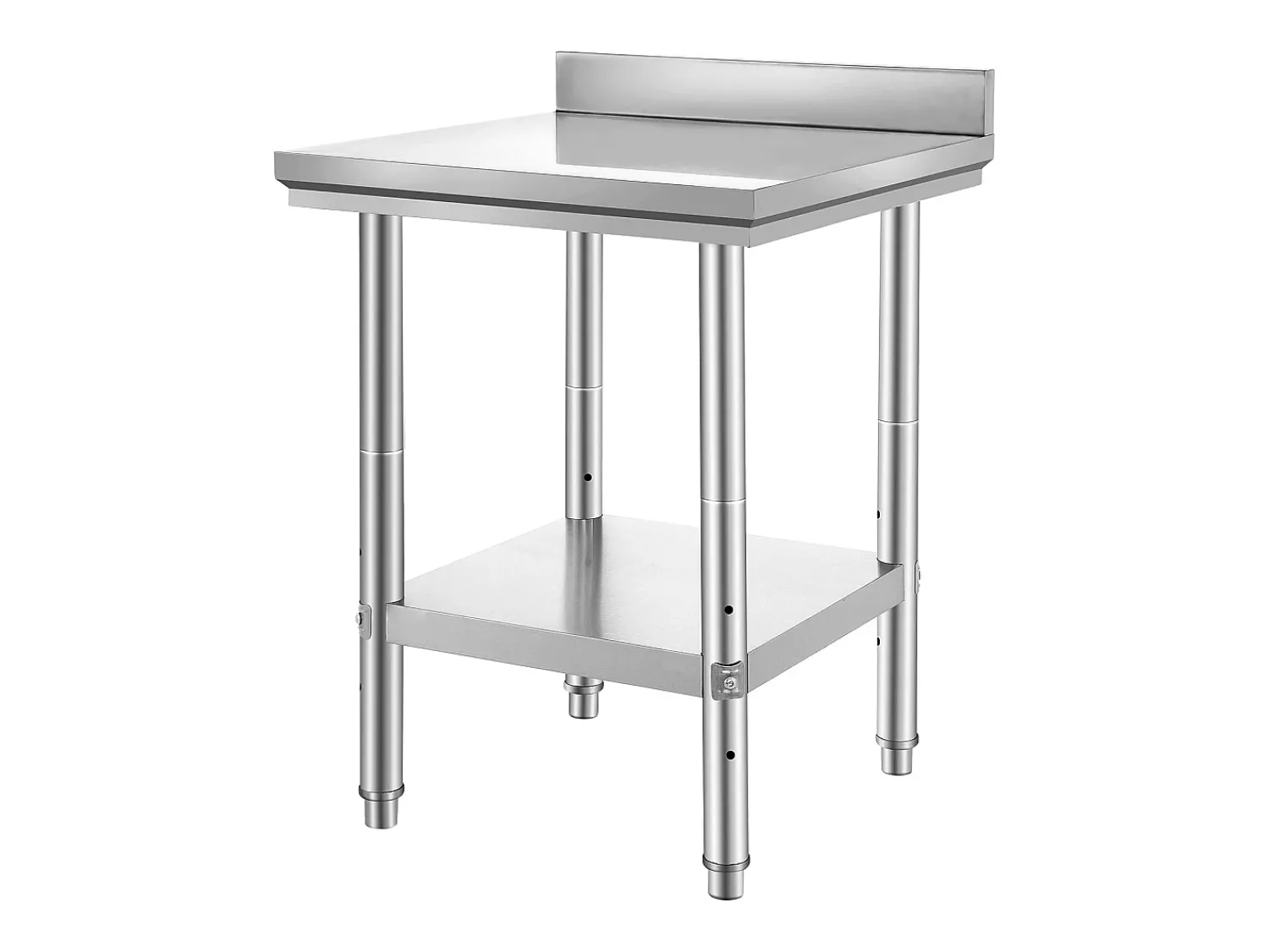Clearance Mesa de Trabalho de Cozinha em Aço Inoxidável SucceBuy, Mesa de Preparação de Alimentos 60.96x60.96 cm Prateado