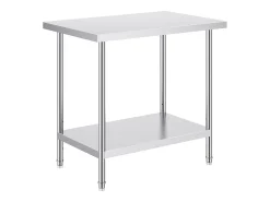 Mesa de Trabalho de Cozinha SucceBuy 60.96x91.44x86.36 cm, Mesa de Preparação de Trabalho em Aço Inoxidável^ Móvel De Arrumação
