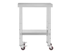 Móvel De Arrumação* Mesa de Trabalho de Cozinha SucceBuy 30.48x60.96 cm | Mesa de Preparação Comercial com 4 Rodas Prateado