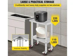Móvel De Arrumação* Mesa de Trabalho de Cozinha SucceBuy 30.48x60.96 cm | Mesa de Preparação Comercial com 4 Rodas Prateado