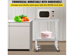 Móvel De Arrumação* Mesa de Trabalho de Cozinha SucceBuy 30.48x60.96 cm | Mesa de Preparação Comercial com 4 Rodas Prateado