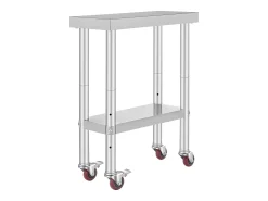 Móvel De Arrumação* Mesa de Trabalho de Cozinha SucceBuy 30.48x60.96 cm | Mesa de Preparação Comercial com 4 Rodas Prateado