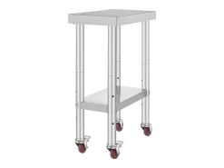 Móvel De Arrumação* Mesa de Trabalho de Cozinha SucceBuy 30.48x60.96 cm | Mesa de Preparação Comercial com 4 Rodas Prateado