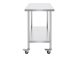 Móvel De Arrumação| Mesa de Trabalho de Cozinha SucceBuy 61 x 122 cm, Mesa de Preparação Comercial com 4 Rodas Prateado