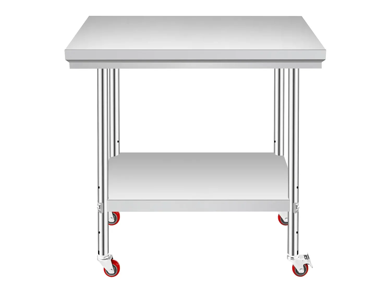 Mesa de Trabalho em Aço Inoxidável SucceBuy, 90x60x85 cm, Capacidade de Carga de 317,5 kg, 4 Rodas, para Cozinha Comercial, Restaurante^ Móvel De Arrumação