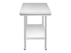 Mesa de Trabalho em Aço Inoxidável SucceBuy, 90x60x85 cm, Capacidade de Carga de 317,5 kg, 4 Rodas, para Cozinha Comercial, Restaurante^ Móvel De Arrumação
