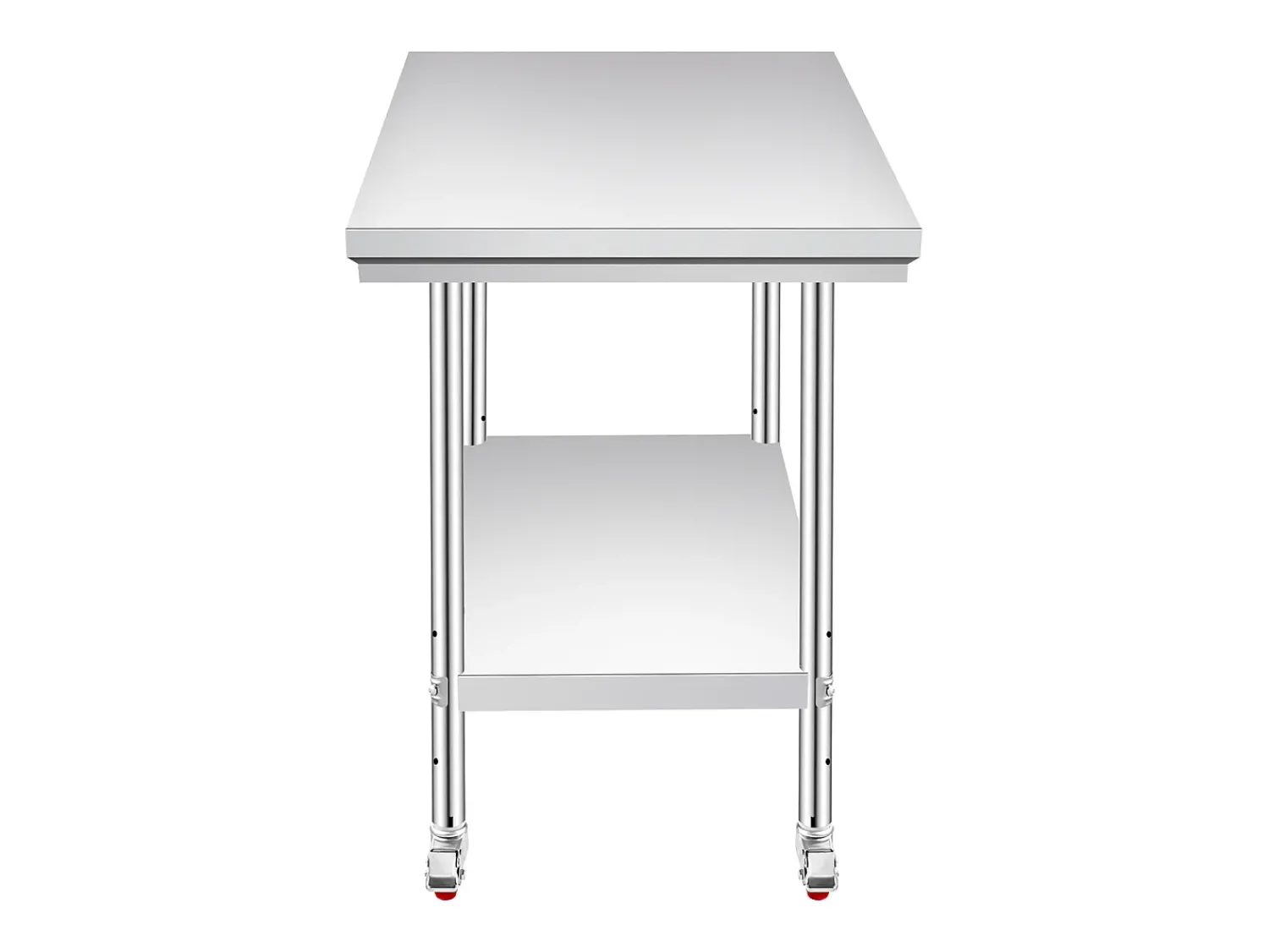 Mesa de Trabalho em Aço Inoxidável SucceBuy, 90x60x85 cm, Capacidade de Carga de 317,5 kg, 4 Rodas, para Cozinha Comercial, Restaurante^ Móvel De Arrumação