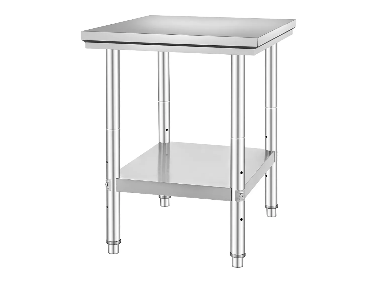 Mesa de Trabalho em Aço Inoxidável 60x76x80 cm, 2 Andares, para Preparação de Cozinha de Alimentos e Refeições, Hotéis, Escritórios, Hospitais^ Móvel De Arrumação